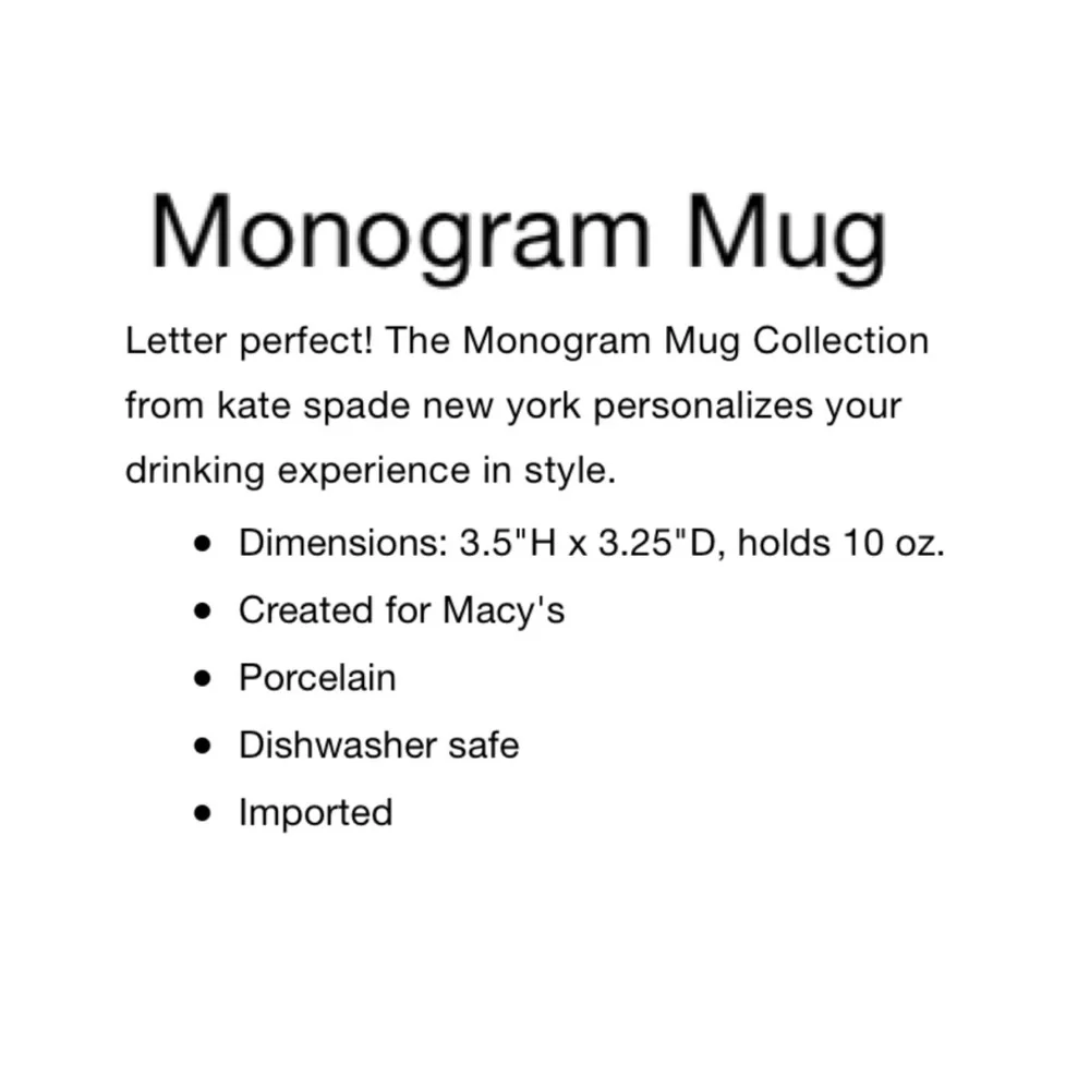 Kate Spade To The Letter Monogram Mug